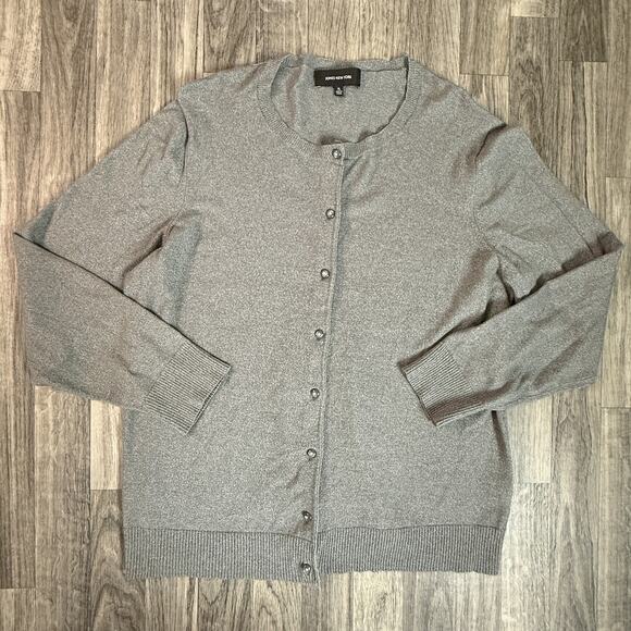 Jones New York Gray Lightweight Button Cardigan Sweater XL Rayon Nylon Blend - Picture 1 of 6